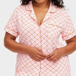 Roller Rabbit Pink and Orange Geometric Short Sleeve Pajama Top